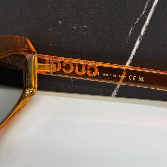 NEW GUCCI SUNGLASSES GG1719S 005 ORANGE GRAY EYEWEAR - Picture 9 of 10